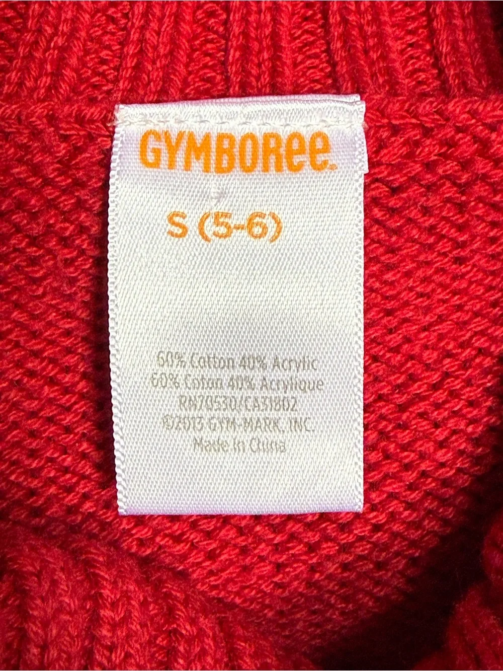 Gymboree Boys Red Cable Knit Shawl Collar Pullover Sweater Size 5/6 Small
